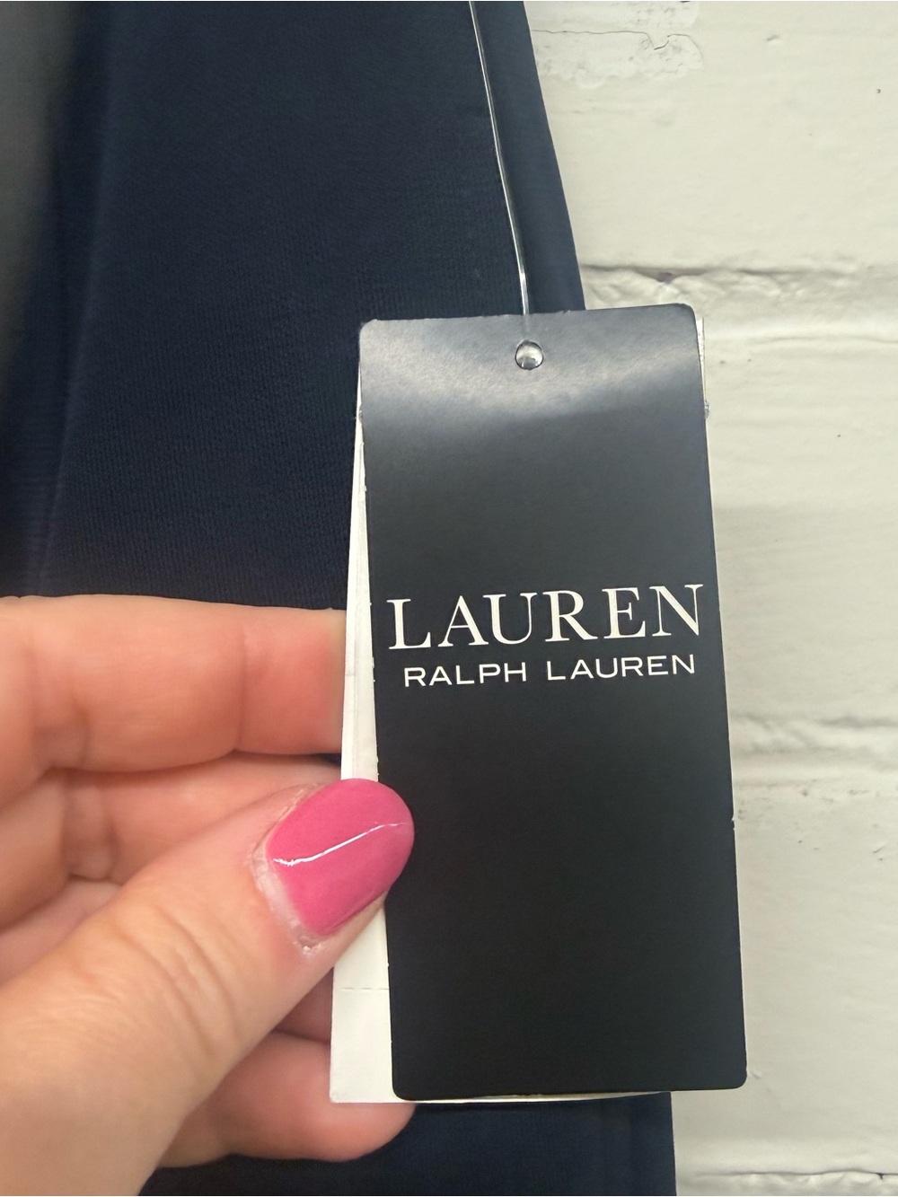 NWT Lauren Ralph Lauren Navy Wide Leg Pleated Stretch Jersey Pant - Picture 5 of 9